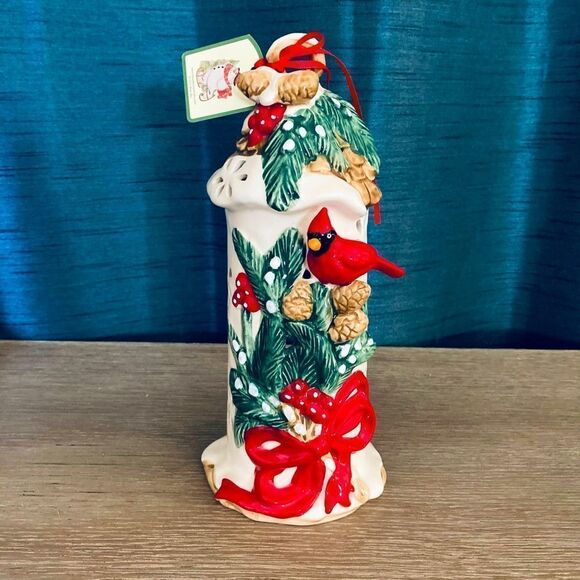NWT Christmas Blue Sky Ceramics Christmas Bird Feeder Decor - Picture 1 of 3